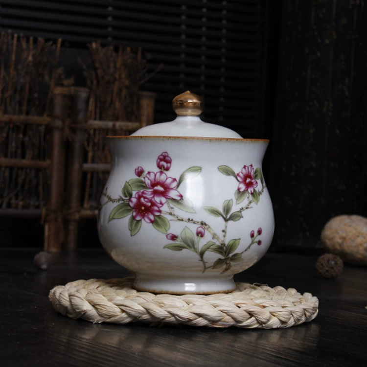 Рисование Jinguan Kiln Tea Tiber Ceramic Ru Kiln Tea Can Open Small Tea Tank Sealing 110g