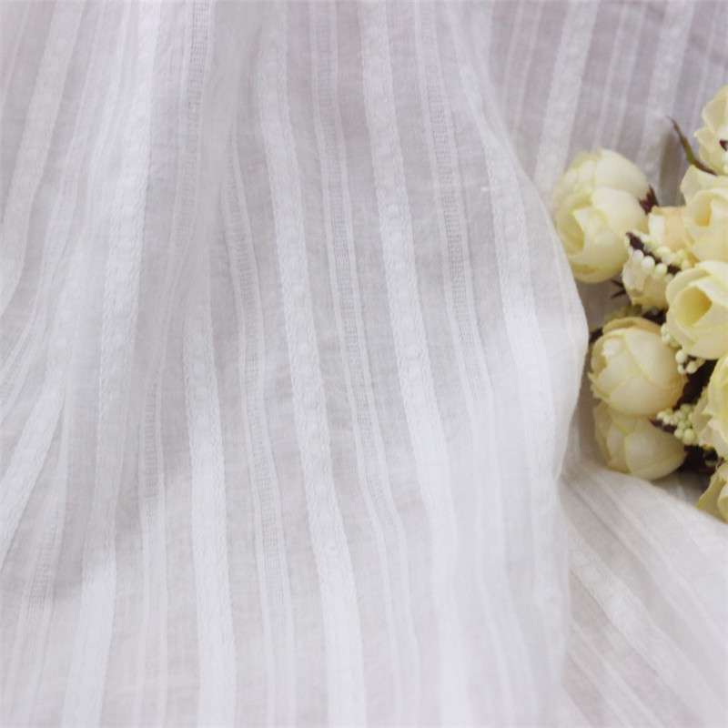 纯棉布料 纯棉条纹 剪花提花面料 森系服装衬衫布 裙子 童装面料