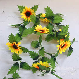 仿真大向阳花藤仿真太阳花条塑料花莲 装饰藤条向日葵花条亚马逊