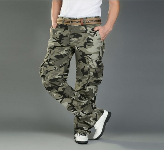 Men's large overalls men's Multi Pocket Camouflage Military pants Korean outdoor casual pants