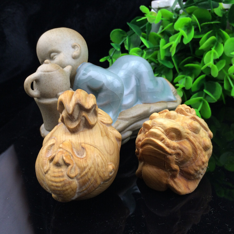 袋袋有福 崖柏 手把件 高油性 福来文玩 木雕 小