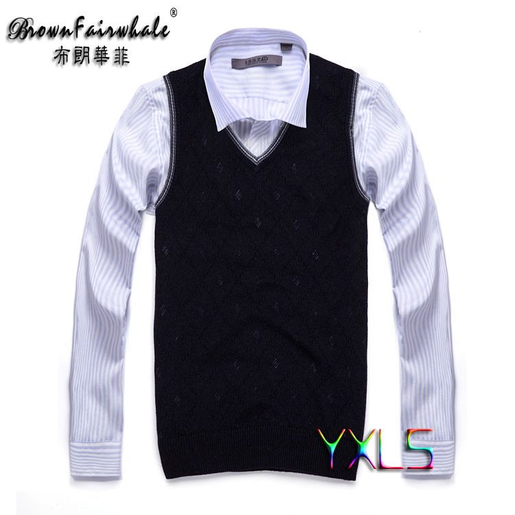 布朗华菲男秋装新品男士毛背心羊毛羊绒坎肩男上衣男装保暖舒适|ms