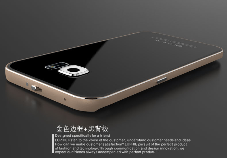 Luphie Aircraft Aluminum Metal Frame 9H Tempered Glass Back Cover Case for Samsung Galaxy S6 Edge Plus G9280 & S6 Edge G9250