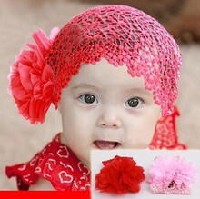 婴幼儿童两2朵大花发带 公主发网套头发饰 宝宝包头发箍