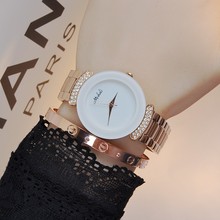 米莉莎  新款 時尚簡約白色耐用不銹鋼表帶 水鑽手表女表腕表