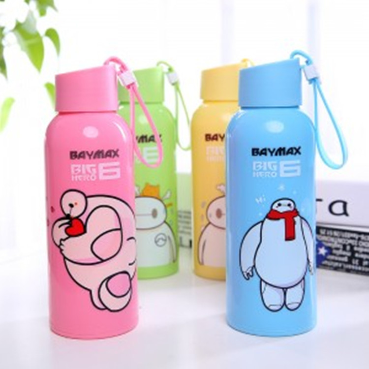 大白玻璃杯夏季儿童水壶可爱卡通水杯女创意学生水瓶带盖情侣杯子|ms