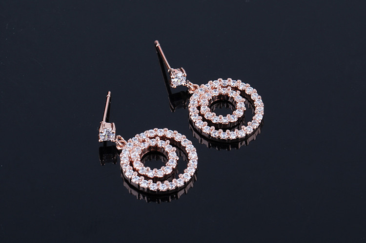 1 Paire Style Simple Commuer Cercle Placage Incruster Alliage De Cuivre Zircon Boucles D'oreilles display picture 3