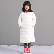 冬季新款女童羽絨服進貨舒適高檔白鴨絨中長款雙口袋童裝一件代發
