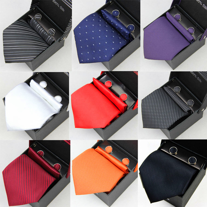 man suit necktie Gift box suit Blood Orange Olivine Green violet Broken flowers lingdai Four piece suit gift