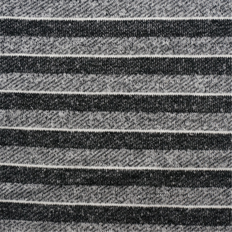 条纹毛圈卫衣针织布，日韩秋冬女装卫衣面料，粗针毛线