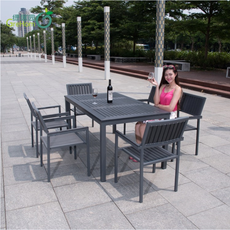 Outdoor table and chair balcony courtyard table and chair plastic wood furniture outdoor casual dining table and chair coffee table and chair three five sets