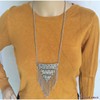 Retro long metal necklace with tassels, sweater, chain, pendant, clothing, accessory