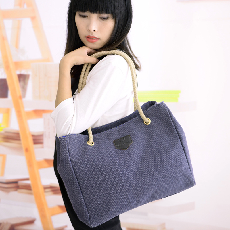 Bolsa de compras de lona grande, estilo coreano 2018, minimalista – Mayorista de Yiwu