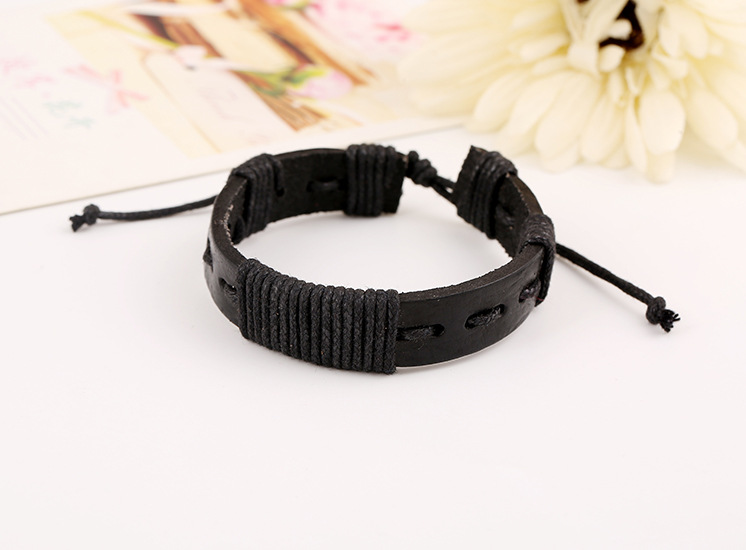 Handmade Leather Rope Bracelet Leather Bracelet Woven Bracelet display picture 1