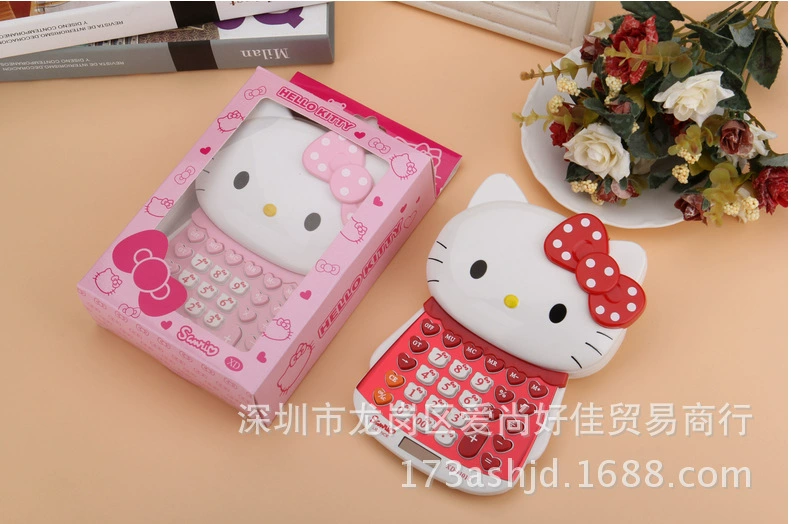 Креативный мультфильм котик Kitty кото-голова компьютер push-type Kitty Palm солнечный калькулятор оптом