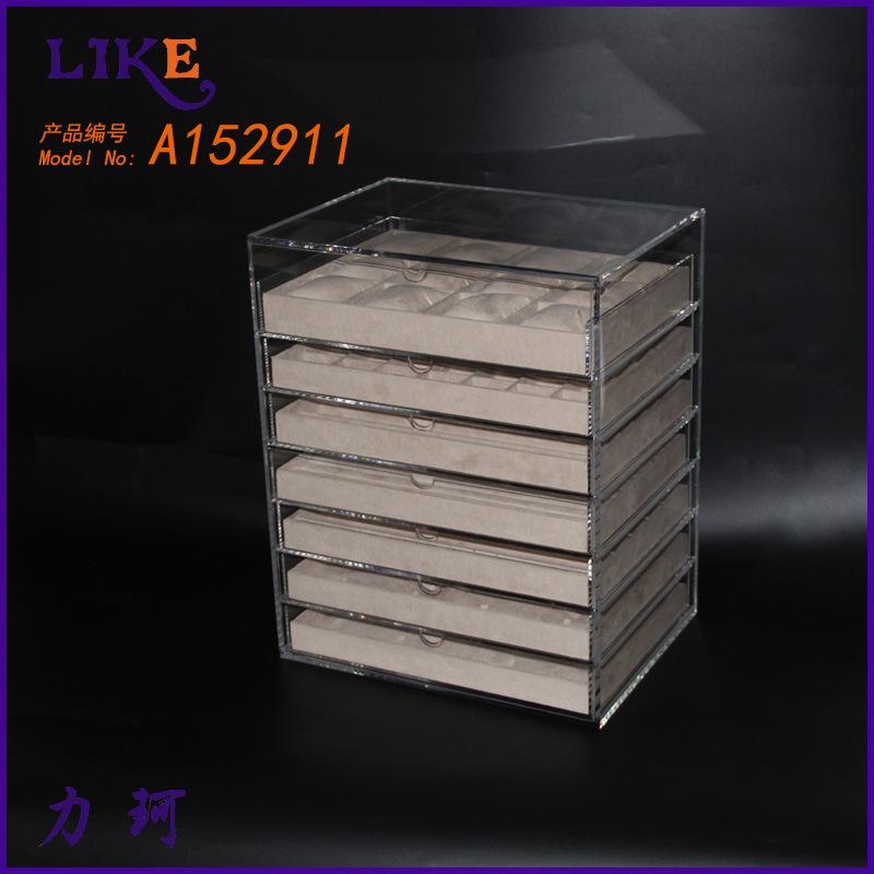 定制亚克力盒子 7层抽屉项链展示架 首饰手链道具陈列架收纳盒