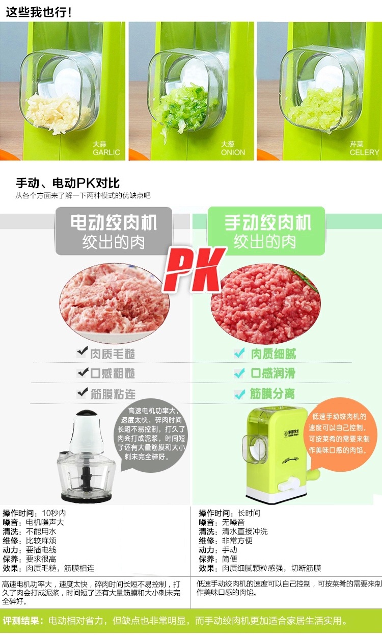 幸福妈咪A470 多功能手动绞肉机手摇碎肉宝 碎肉碎菜器绞馅机4