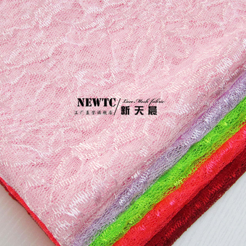 【现货供应】-厂家 全涤纶红色大牡丹花蕾丝面料 经编女装蕾丝