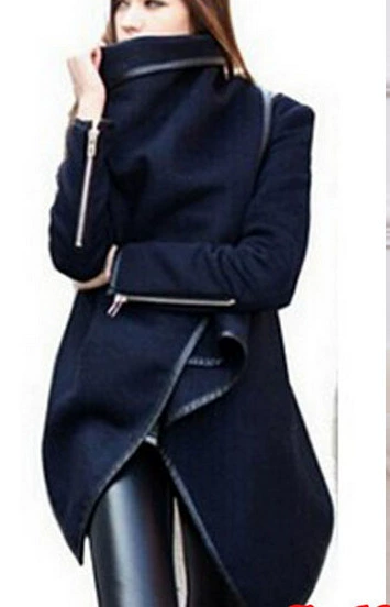 Women's Autumn Long-Sleeve Trench Coat, Woolen Korean Style, Plus Size  S–3XL