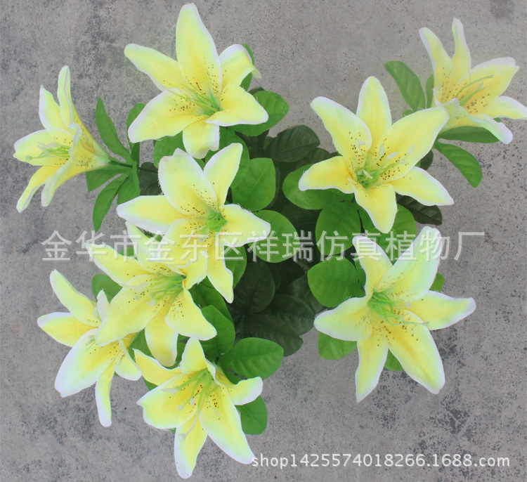 XRB-113玫琳3叉枝百合花8叶3花35厘米布花2