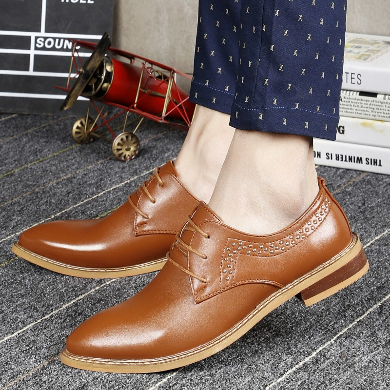 Осенняя Новая мужская кожаная обувь, мужская обувь, модная дышащая британская деловая официальная кожаная обувь на шнуровке, мужская обувь