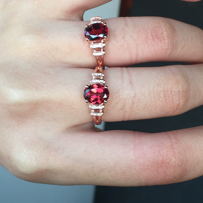 Organic ring with stone pomegranate, wholesale