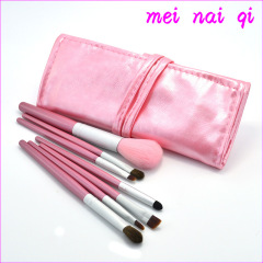 Factory Promotional Makeup Beginner Horsehair 7-Piece Makeup Brush Portable Pink PU Case 7-Piece Makeup Set Brushes