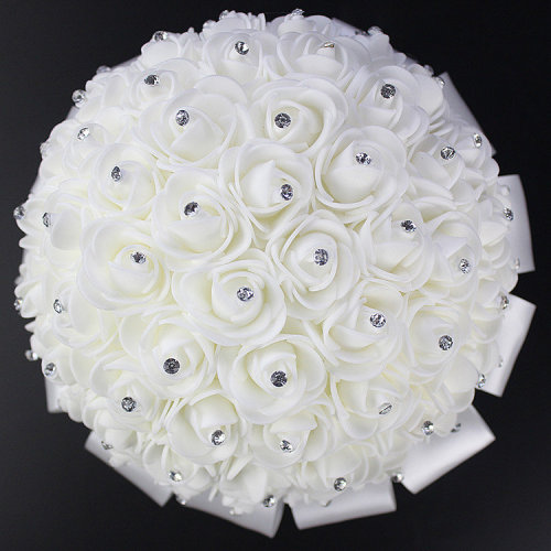 XF10 Wholesale Bridal Wedding Bouquet Foam Simulated Flower White Rose Bouquet Korean Wedding Photography