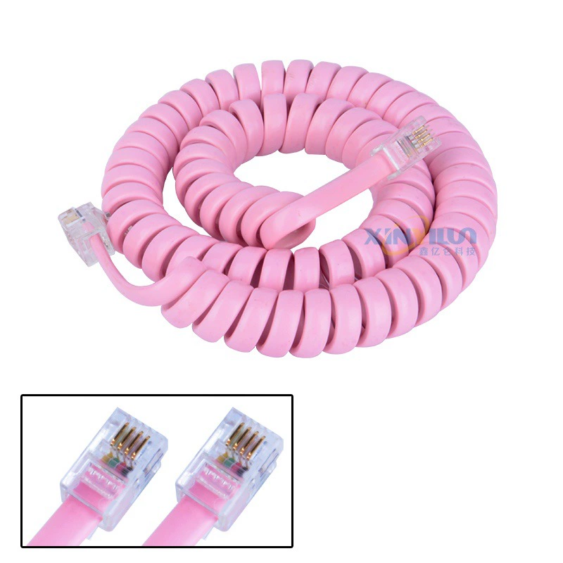 Телефонная линия телефонная трубка кабель Розовый 2 м телефонная ручка кабель RJ9 4P4C RJ10