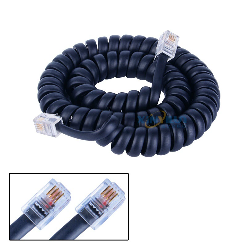 Телефон кривой матовый черный 2 м телефонная линия телефонная ручка линии телефонной трубки линии RJ9 4P4C