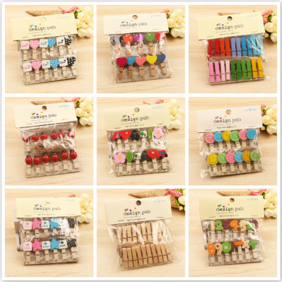 Wooden Clip Wooden Small Clip Small Wooden Clip Home Daily Use Photo Clip Cartoon Photo Clip Hemp Rope 12 Pack