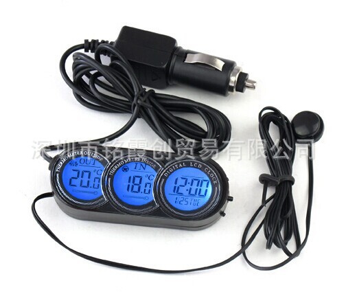 RCD107车内外双温度 车用电子时钟表 汽车电子钟 车载温度计夜光