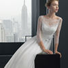 The new word in Europe long sleeved shoulder sexy retro wedding dress skirt dress natural Peng A