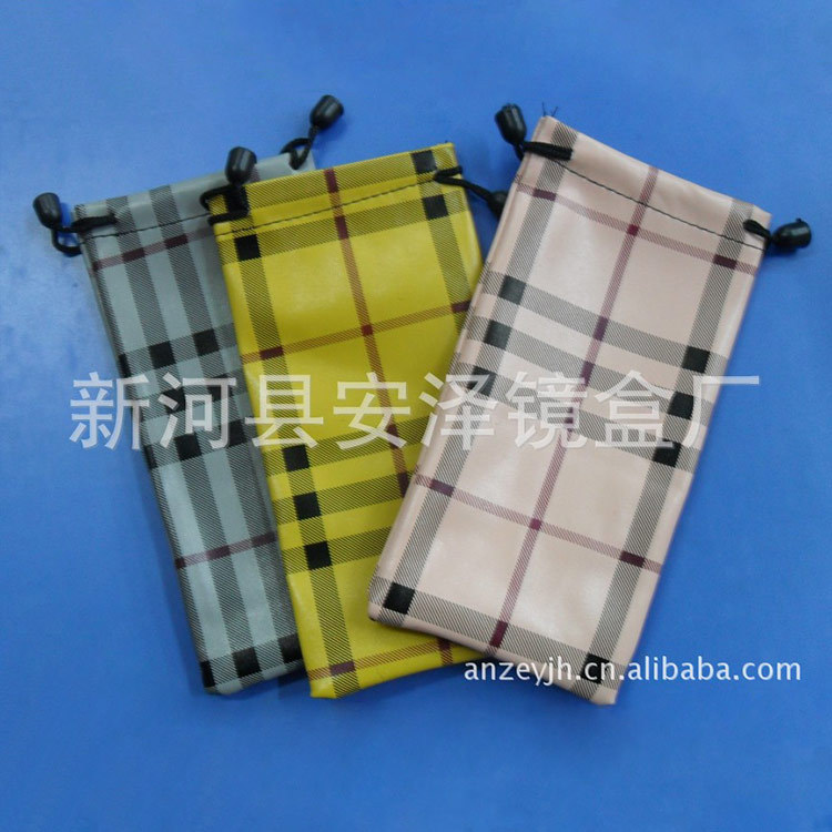 厂家供应精美眼镜袋  PU皮 苏格兰格眼镜袋批发 太阳镜袋定制
