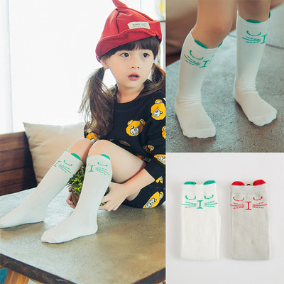 新品萌娃全棉女童袜子 韩国可爱新款立体猫咪纯棉儿童中筒袜子