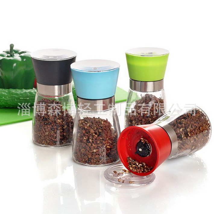 Cubierta de vidrio Inoxidable botella de pimienta y sal botella de condimento de pimienta barbacoa botella de condimento