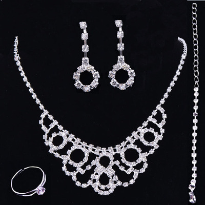 韩版饰品套装/义乌饰品项链套链/新娘饰品四件套/百搭婚纱直销|ms