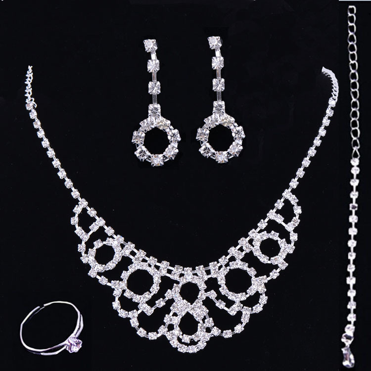 韩版饰品套装/义乌饰品项链套链/新娘饰品四件套/百搭婚纱直销|ms