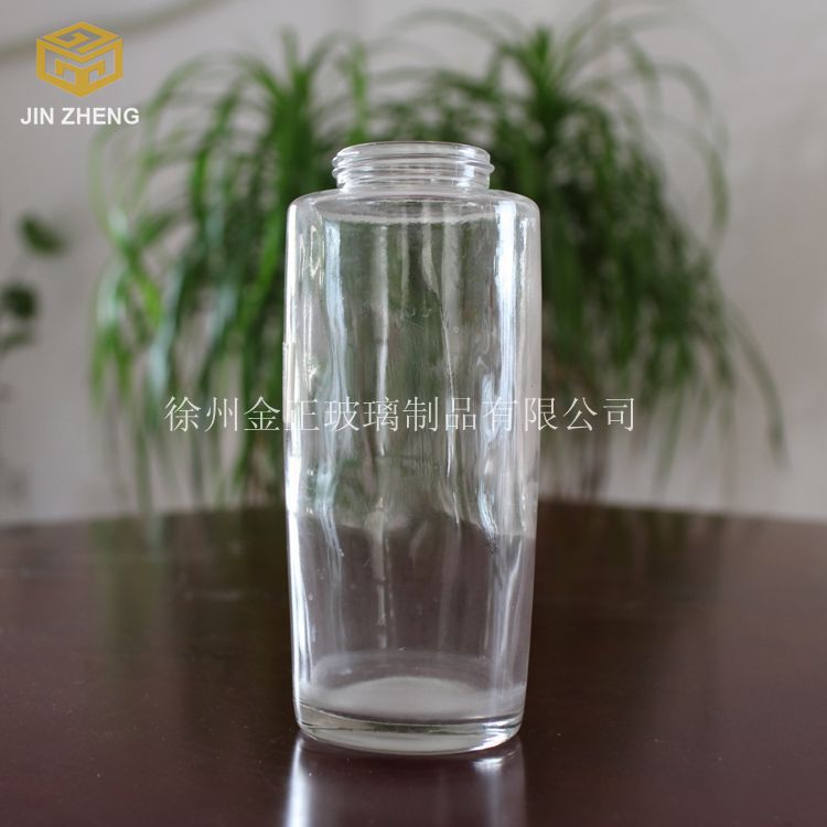 厂家批发批发 定制 圆柱形530ml透明玻璃螺口果汁果酒瓶