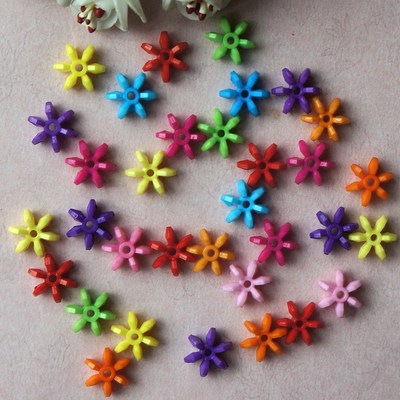 厂家直销 实色亚克力珠 六瓣风车珠11mm 直孔珠异形实色亚克力珠