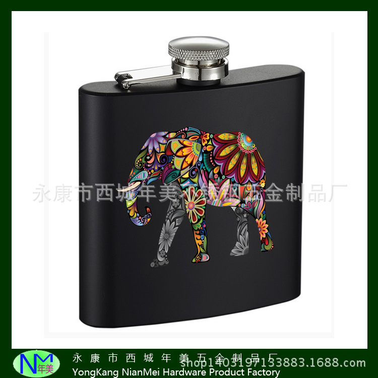 供应喷漆印花工艺品不锈钢外贸出口酒壶