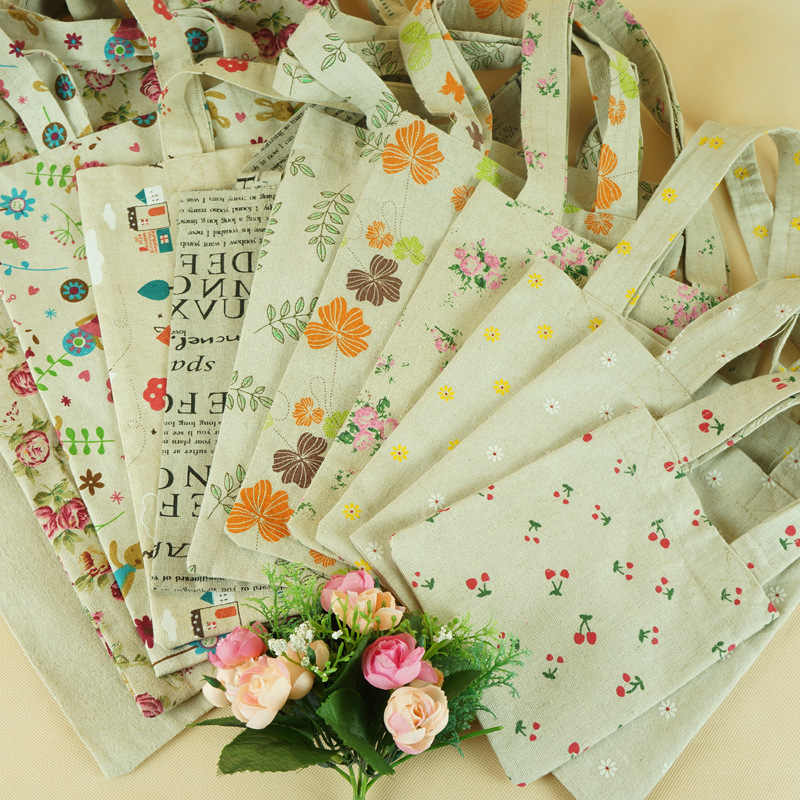 棉麻手提包包单肩包森系麻布袋子 淘宝货源 碎花图案袋大容量