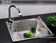 厨房不锈钢水槽单洗碗盆池厨卫加厚加弧边50x40卫生间家用洗菜盆