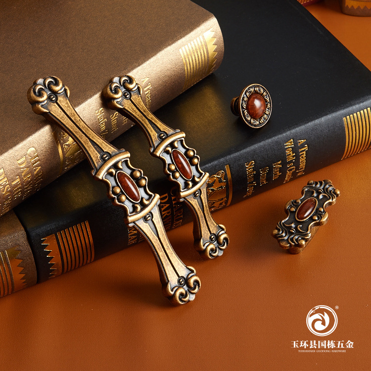 美式橱柜门拉手 柜子抽屉拉手 单孔门把手 仿古简约衣柜 欧式拉手