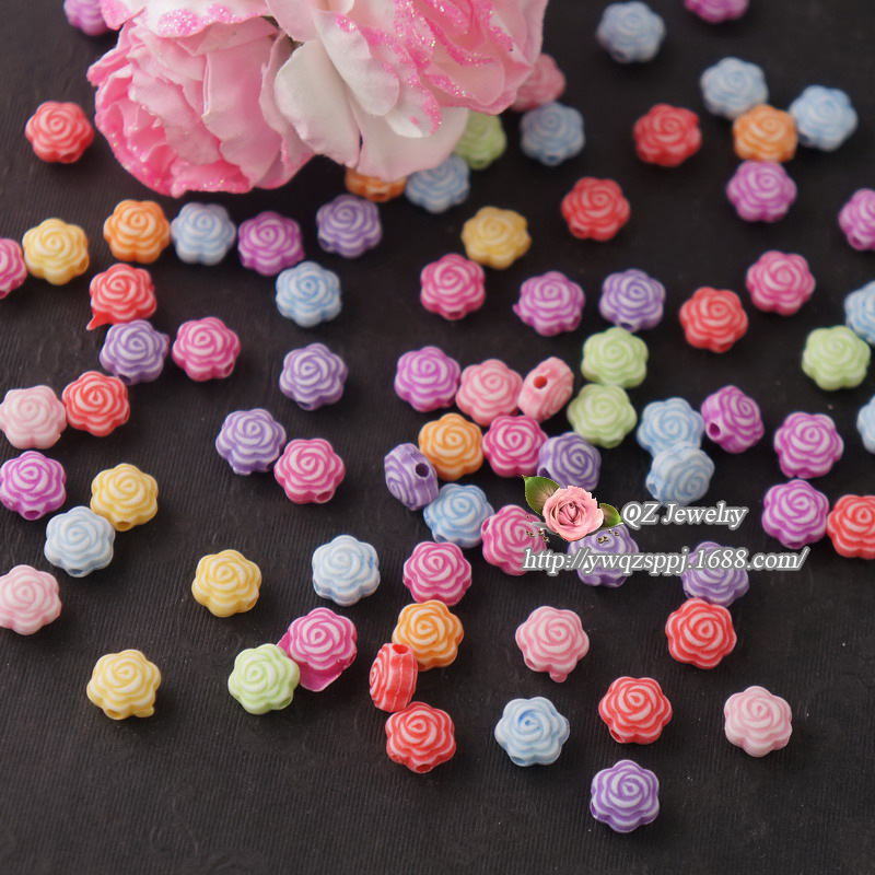Early education institution enlightenment training beaded teaching materials, acrylic straight hole plum blossom bracelet necklace, flower accessories, loose beads detail image 4