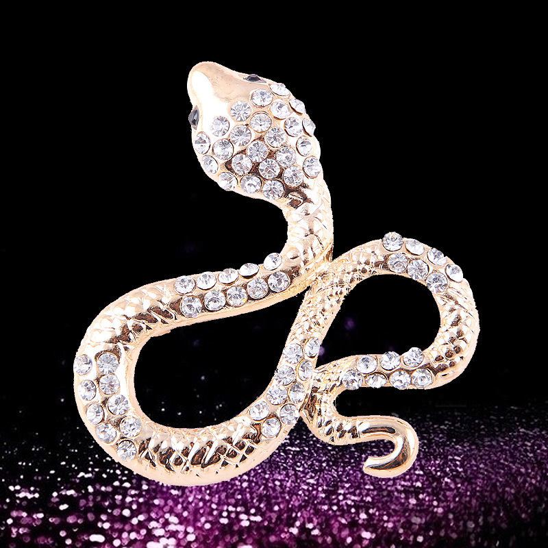 Broche en forme de serpent avec strass et diamants pour homme et femme, accessoire de mode coréenne_voghion.com