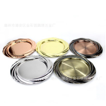 不锈钢玉叶盘 带磁镜盘 彩色水果盘托盘 花边西餐盘 厂家批发