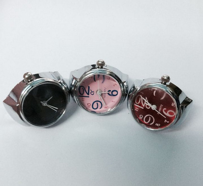 韩国欧美饰品 优质新款粉色/红色/黑色 可爱时尚弹力戒指手表