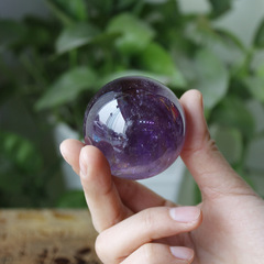 Direct Manufacturer Sale Natural Brazilian Amethyst Sphere Ornament Raw Stone Hand Polished "Ask and You Shall Receive" Original Mine Feng Shui Ornament