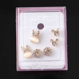 2017淘宝爆款漂亮三件套兔子耳钉义乌货源地批发925银针